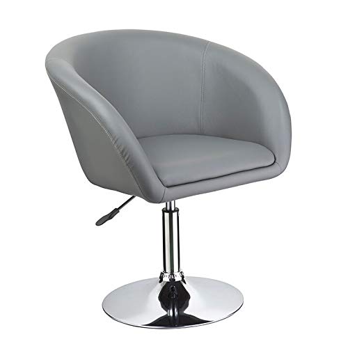 Best Adjustable Swivel Faux Leather Coffee Chair - Modern Gray Accent Chair for Living Room, Office & Reading Nook - Comfortable Lounge Chair with 360° Rotation