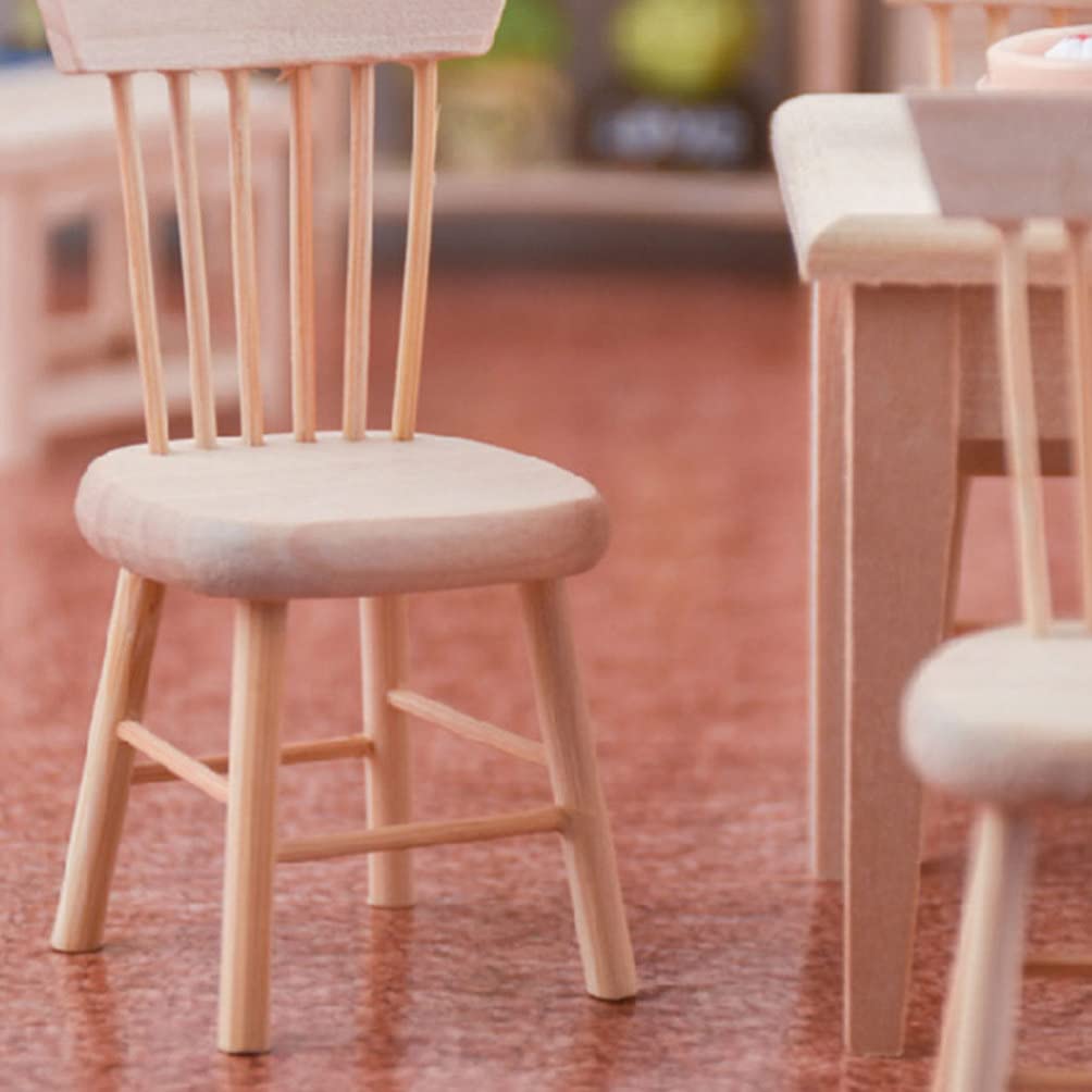 2PCS Miniature Wooden Dollhouse Chairs - Tiny House Furniture, DIY Mini Chair for Dollhouse, Small Landscape Props, Wooden Ornament for DIY Tiny House Projects - Perfect for Dollhouse Decor, Miniature Displays & DIY Craft Scenes