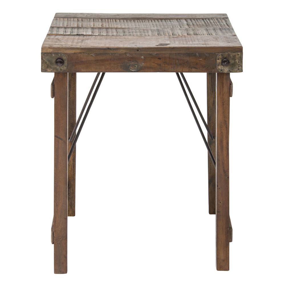 Recycled Wooden Side Table with Folding Legs - KALALOU NGN1122 - Compact & Space-Saving Accent Table for Small Spaces, Bedroom, Living Room, or Balcony