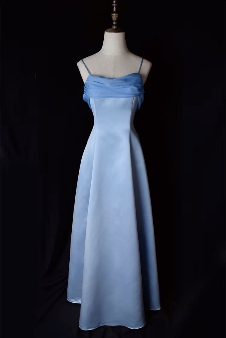 Elegant Blue A-Line Long Prom Dress for Formal Party & Evening Gala - Perfect for Homecoming, Wedding Guest & Special Occasions