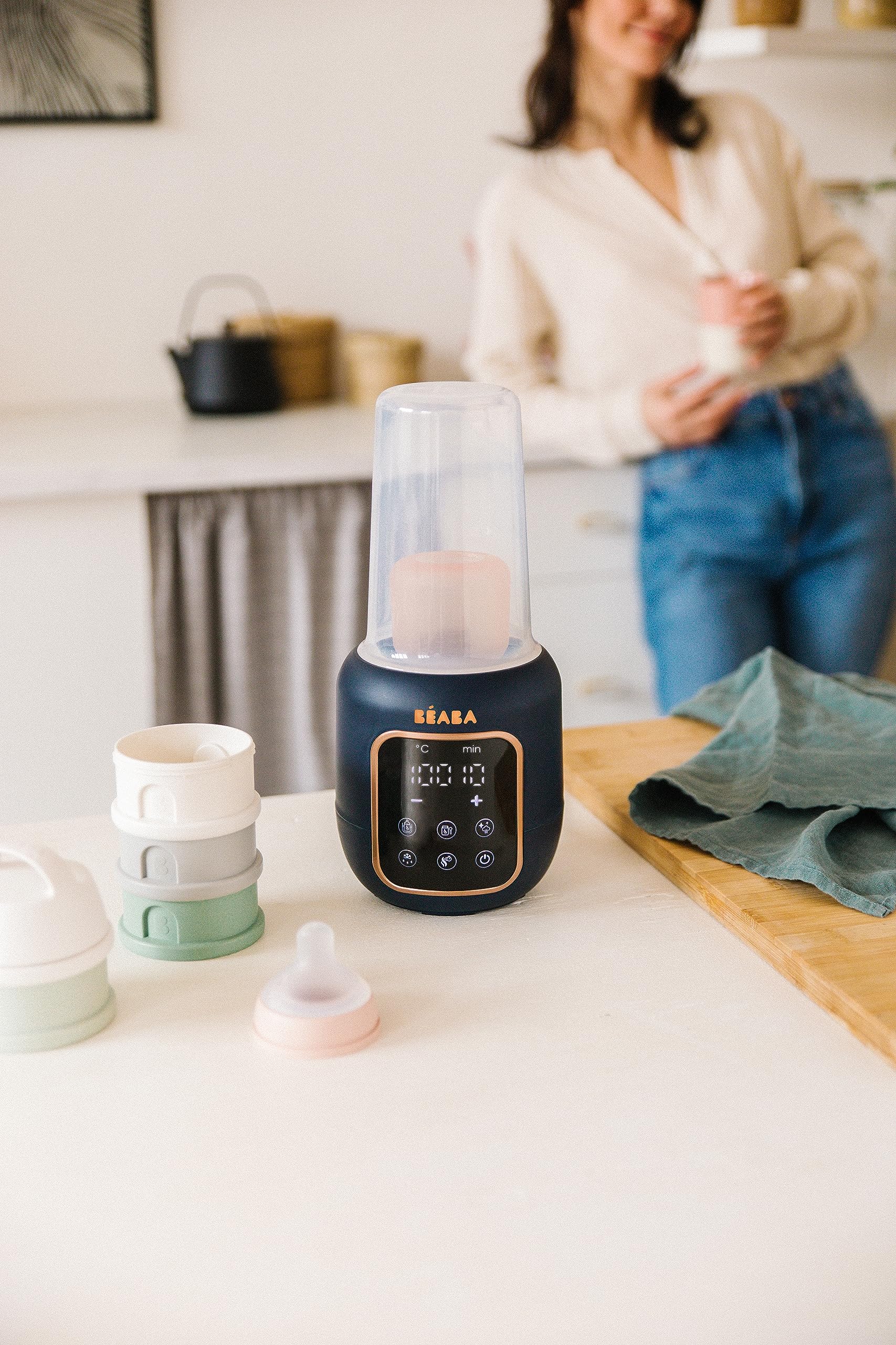 BEABA 5-in-1 Digital Baby Bottle Warmer & Food Warmer - Safe Breastmilk & Formula Heating for Infants | Perfect for Night Feedings, Daycare & Travel Use