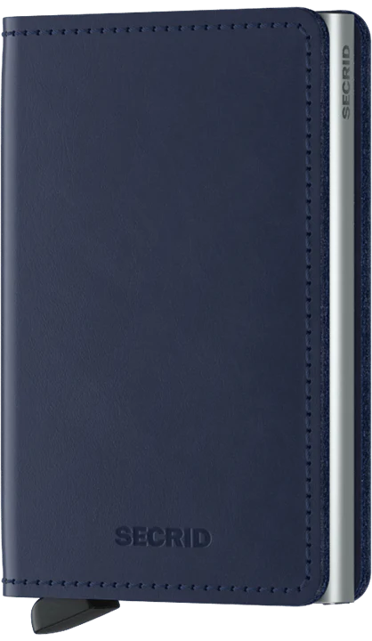 Navy Blue Leather Card Holder Wallet - Slim RFID Blocking Credit Card Case for Men & Women - Perfect for Travel, Business, and Everyday Use