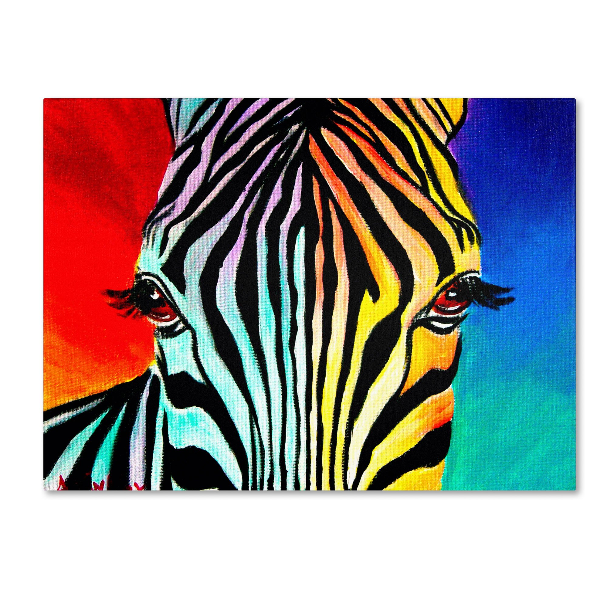 Trademark Fine Art 'Zebra' Canvas Print by DawgArt - 24x32 Inches, Modern Wildlife Wall Decor for Living Room, Bedroom & Office