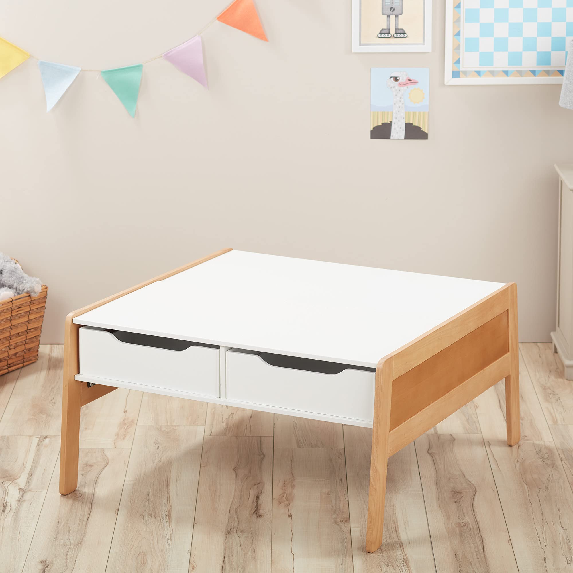 Melissa & Doug Wooden Kids Art & Activity Table with Storage Bins - Durable Wooden Play Table for Toddlers, Arts & Crafts, Learning Activities - Perfect for Playrooms, Daycares & Preschools