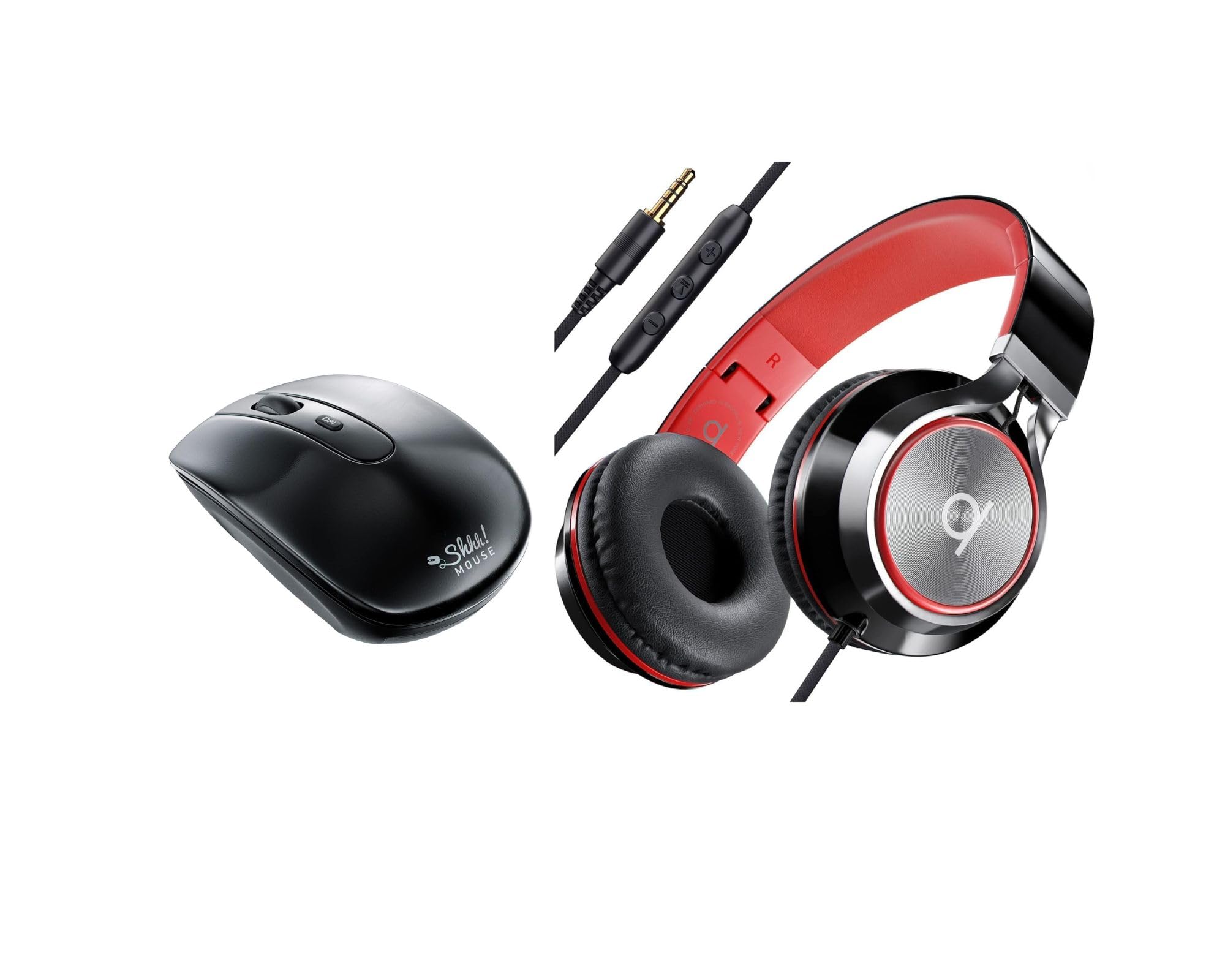 ARTIX CL750 On-Ear Headphones with 3.5mm Jack & Silent Wireless Mouse Combo - Noise Cancelling Wired Headset for Laptop/PC/Tablet + Cordless Quiet Mouse for Office, Gaming & Home Use - Perfect for Work, Study & Entertainment