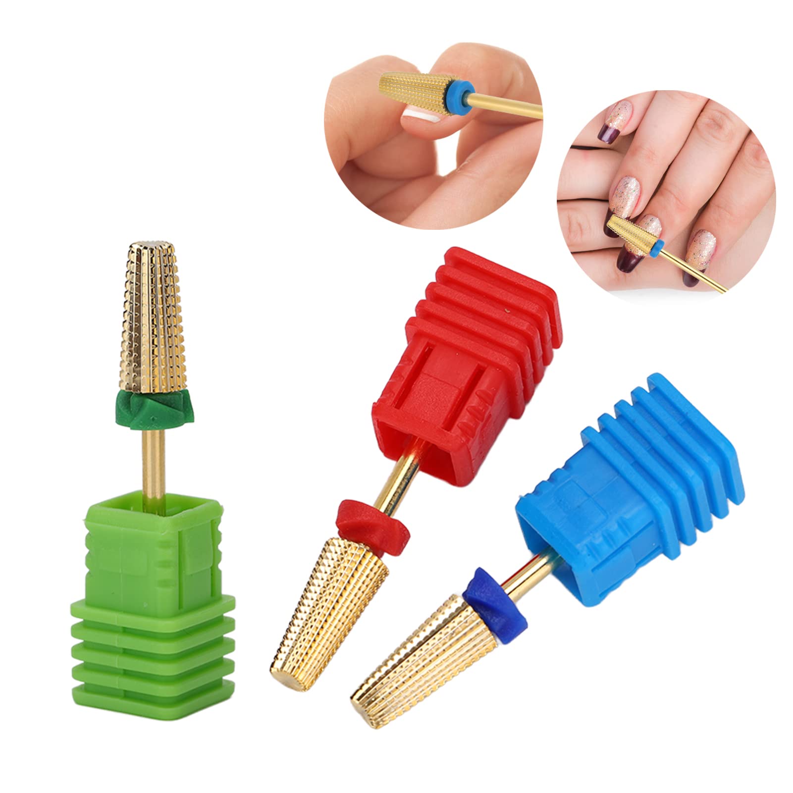 EXCLUZO Professional Tungsten Steel Nail Drill Bits Set - Easy to Clean, Rotating Manicure & Pedicure Kit for Home Salon & Beginners (Gold) | Perfect for Nail Art, Acrylics, Gel Polish Removal & At-Home Nail Care