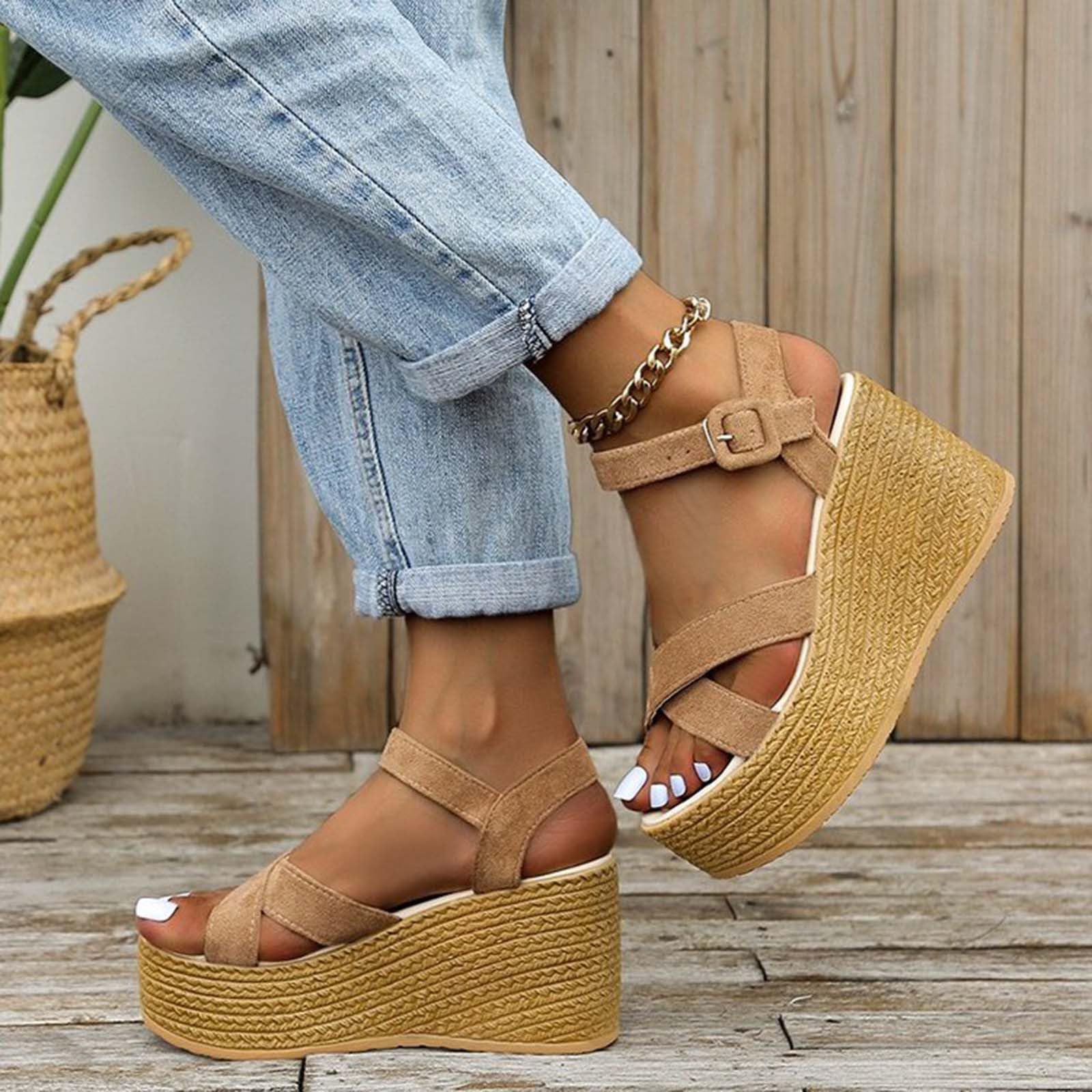 Oelaio Big Spring Deals - Adjustable Buckle Pillow Sandals for Women & Men with Thick Sole | Comfortable Slides for Beach, Pool, and Home Use
