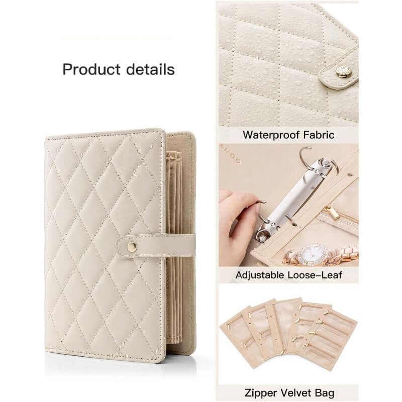 Premium Jewelry Organizer Case - Zippered Binder Book with Storage Pouch | APJ313 | Perfect for Travel, Home & Gift Giving