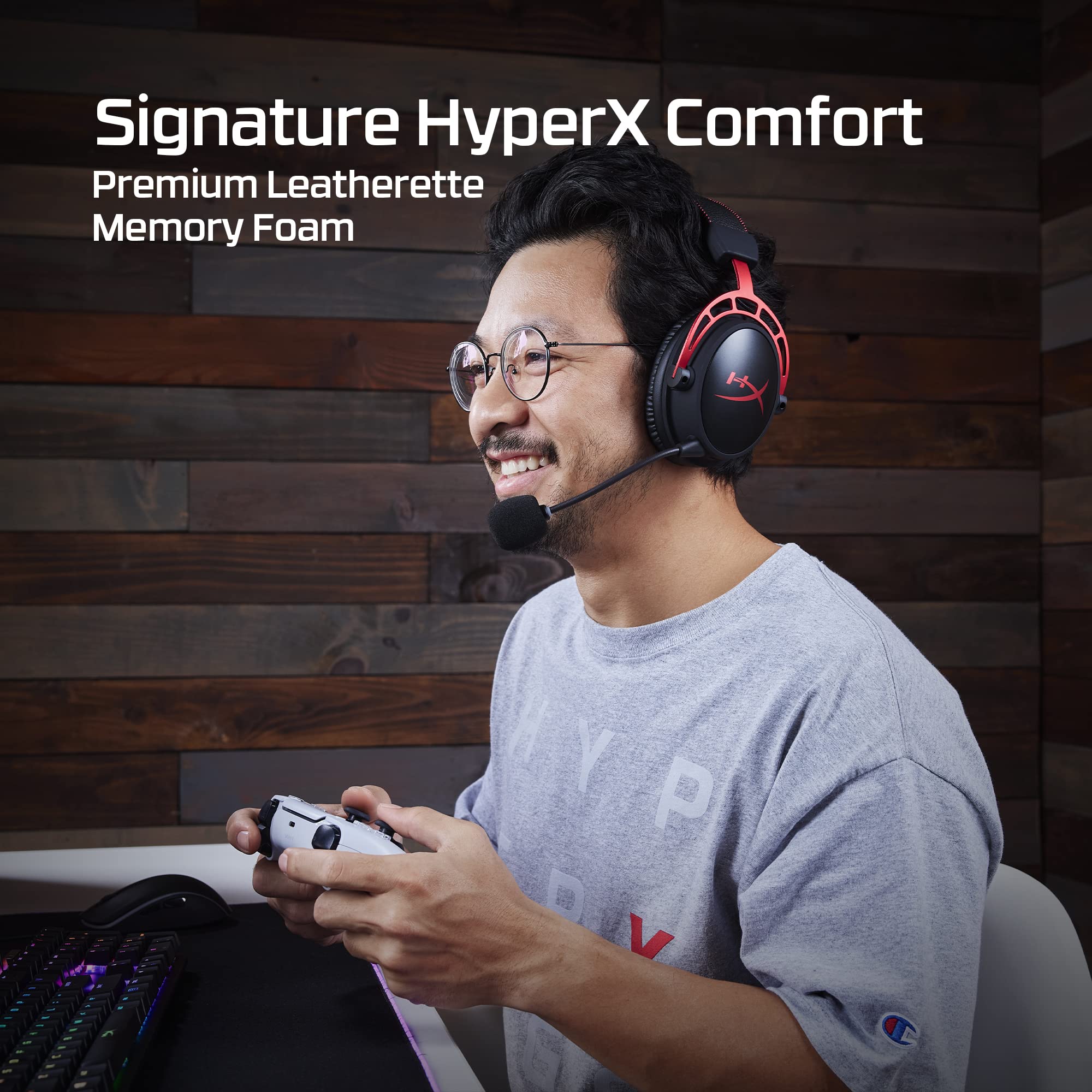 HyperX Cloud Alpha Wireless Gaming Headset for PC - 300-Hour Battery Life, DTS Headphone:X Spatial Audio, Memory Foam Ear Cushions, Dual Chamber Drivers, Noise-Canceling Mic, Durable Aluminum Frame (Red) - Perfect for Competitive Gaming, Streaming & Long Gaming Sessions
