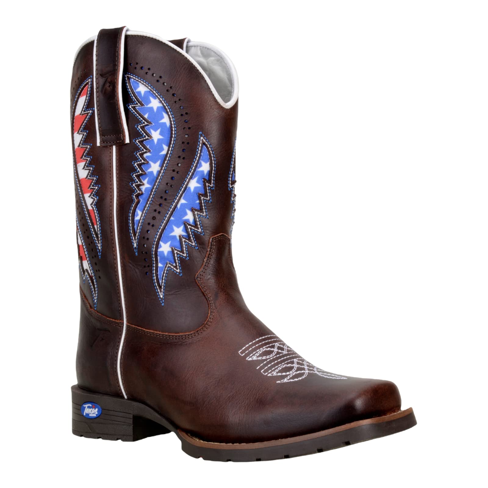 KING USA TEXAS Men's Square Toe Cowboy Boots - Durable Western Work Boots with Classic Embroidered Design | Perfect for Rodeo, Country Dancing & Outdoor Work