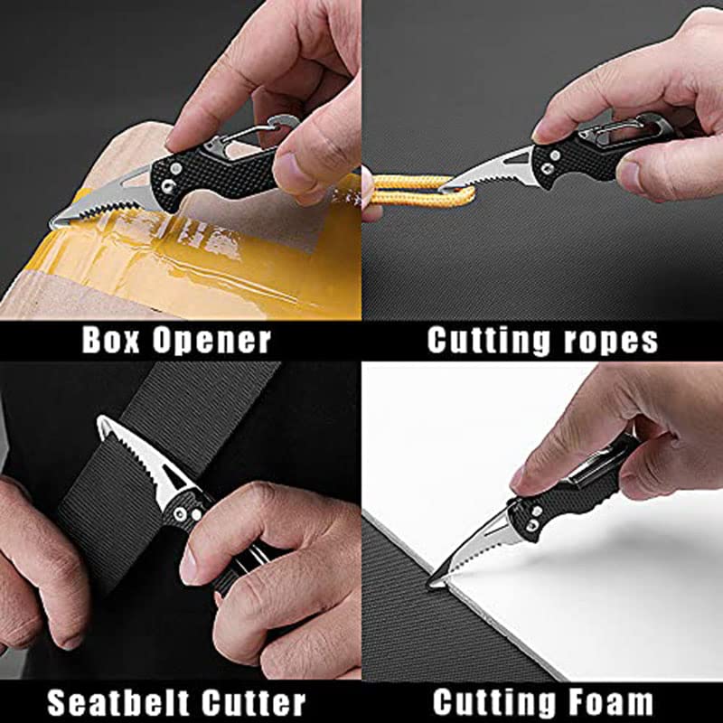 2Pcs Keychain Multitool Folding Knife - Mini Key Knife for Cutting Rope, Paper Boxes & Fruits | Portable EDC Tool for Camping, Hiking & Everyday Carry (Keychain Knife)