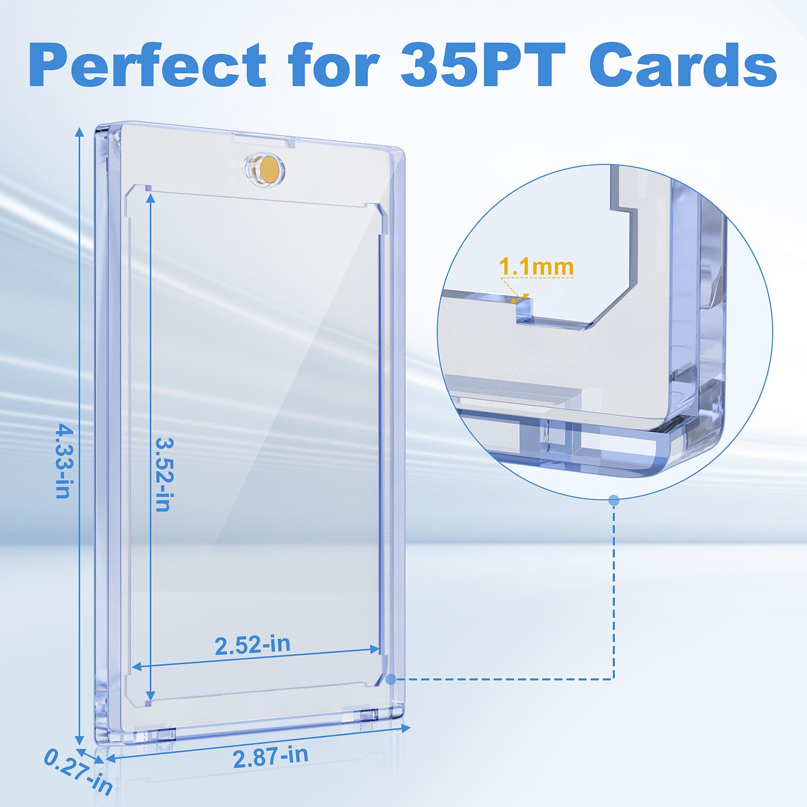 100-Pack Magnetic Card Holders for Trading Cards - 35pt Ultra Clear Baseball & Sports Card Protectors - Hard Plastic Sleeves for Collectible Game Cards - Perfect for Displaying, Organizing & Protecting Valuable Collections