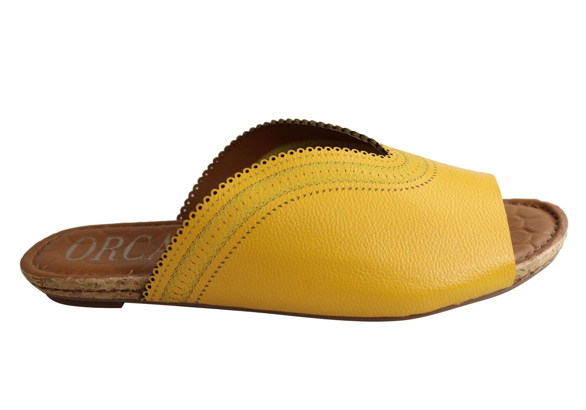 Orcade Monique Women's Comfort Leather Slides Sandals - Made in Brazil - Perfect for Beach, Poolside & Summer Casual Wear