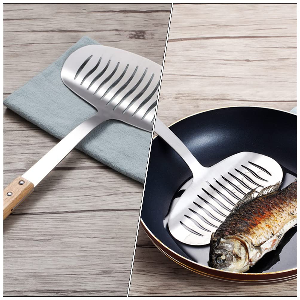 Premium Stainless Steel Fish Spatula - Hemoton Kitchen Utensil for Frying Fish, Eel, Steak & More | Heavy Duty Metal Turner, Scraper & Cooking Tool for Grilling, BBQ & Home Kitchen Use