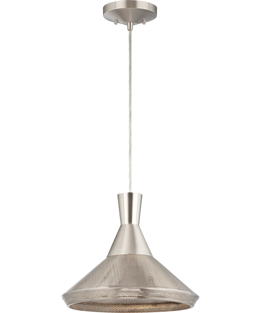 13W Luger 1 Light Pendant Light Fixture in Satin Steel Finish - Perfect for Kitchen Island, Dining Room, or Entryway Lighting