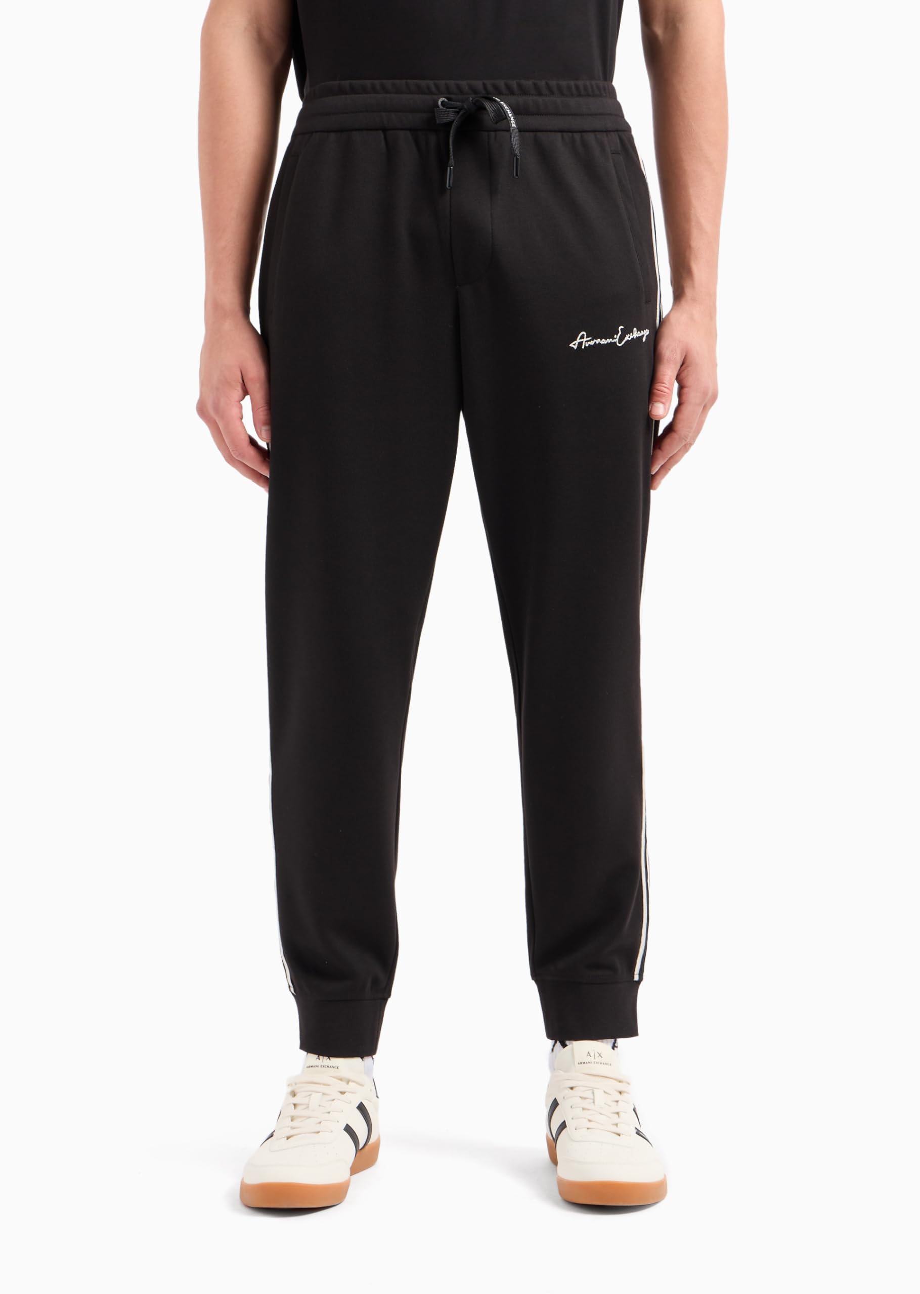 ARMANI EXCHANGE Men's Signature Logo Jogger Pants - Stretch Poly Viscose Comfort Fit Casual Sweatpants for Gym, Lounge & Everyday Wear