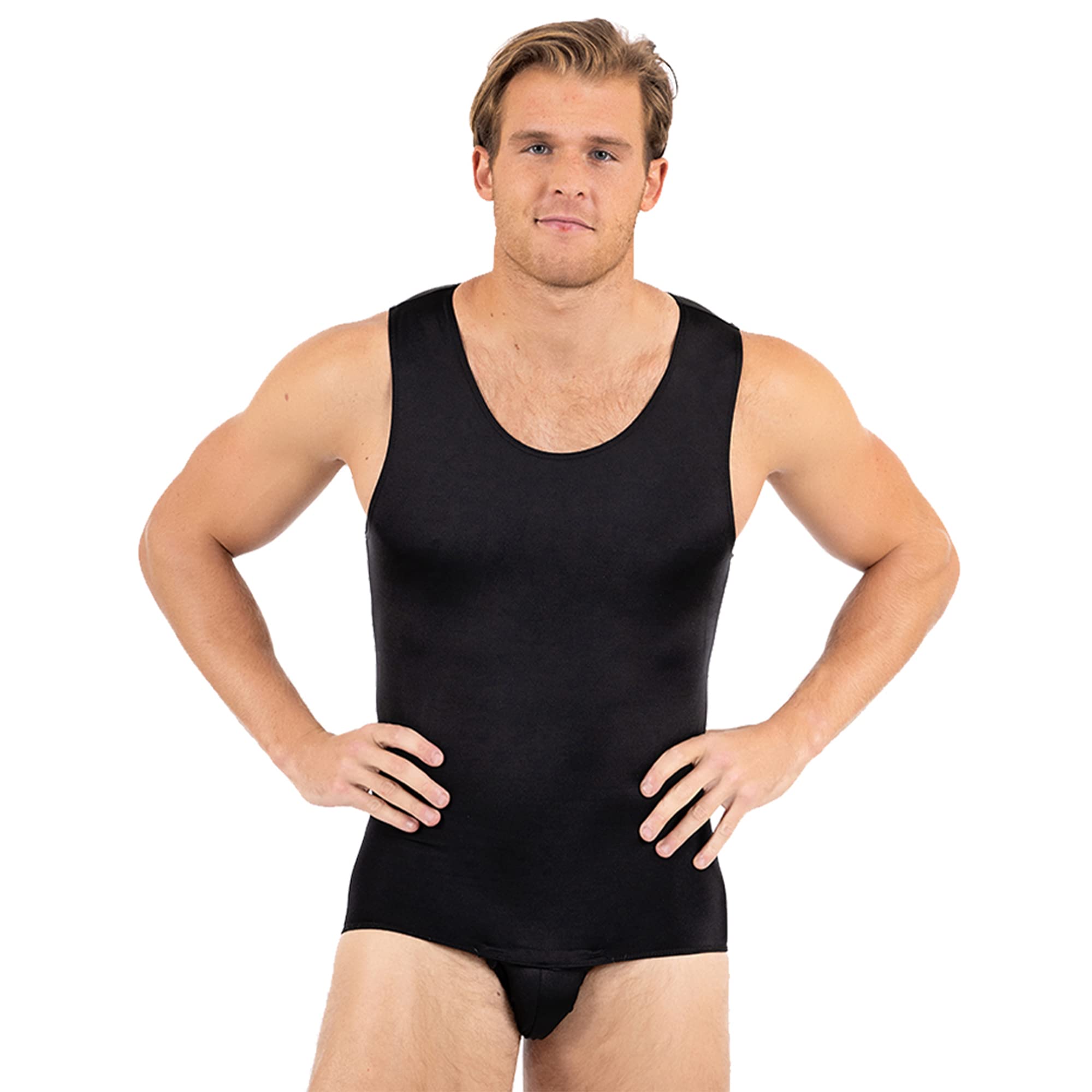 Insta Slim Men’s Compression Slimming Tank Bodysuit - Made in USA - Workout & Shapewear for Gym, Running & Everyday Wear