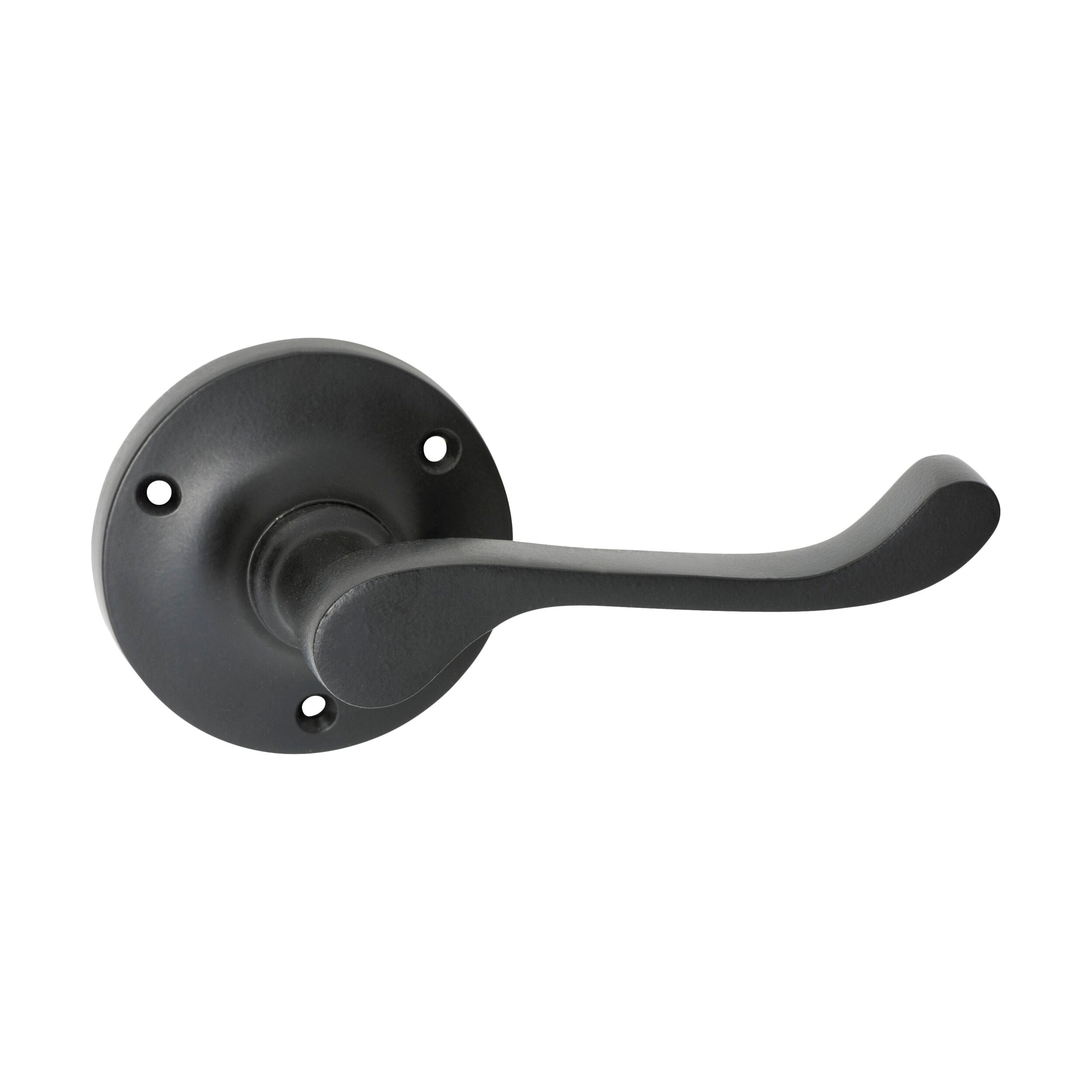 Antique Victorian Style Door Lever Set - Matte Black Round Rose Design (D63xP58mm) for Classic Interior Doors | Perfect for Vintage Homes, Restorations & Historical Buildings