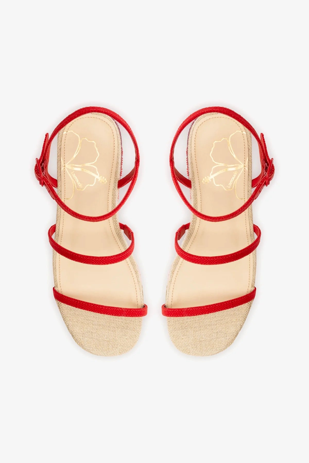 Gio Flatform Sandal - Women's Raffia Embroidered Sandals with Hibiscus Design | Comfortable Summer Beach Shoes for Vacation & Outdoor Wear