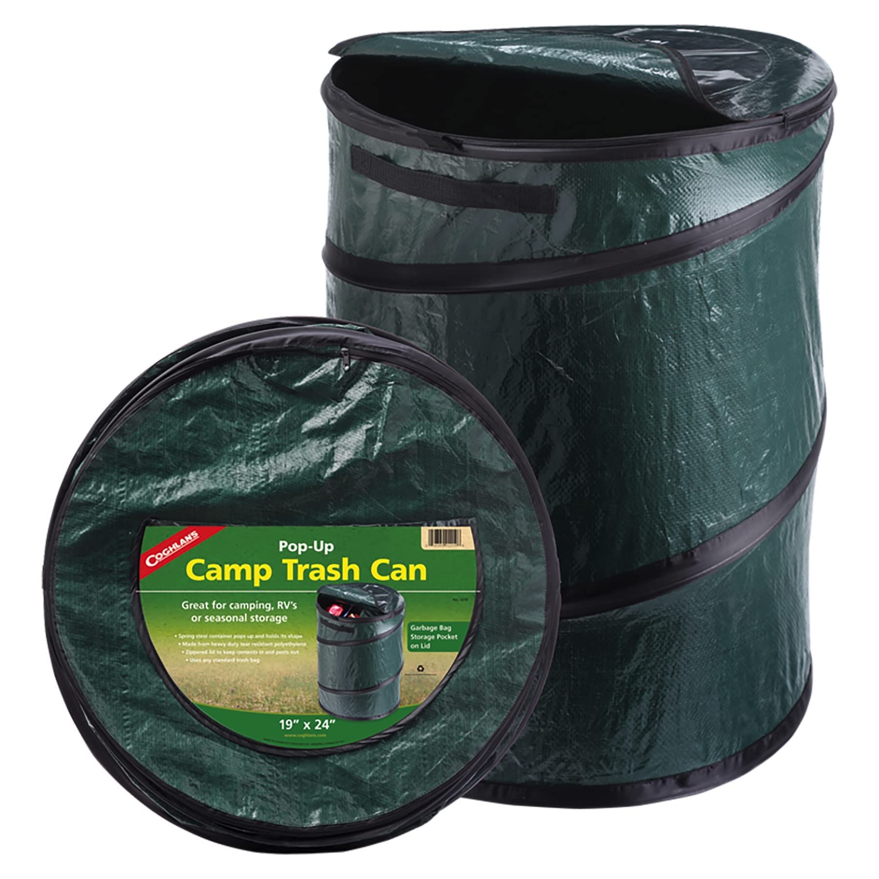 Coghlan's 1219 Collapsible Trash Can - 19 x 24 Inches Portable Camping Garbage Bin for Outdoor, Picnic, Hiking & RV Travel