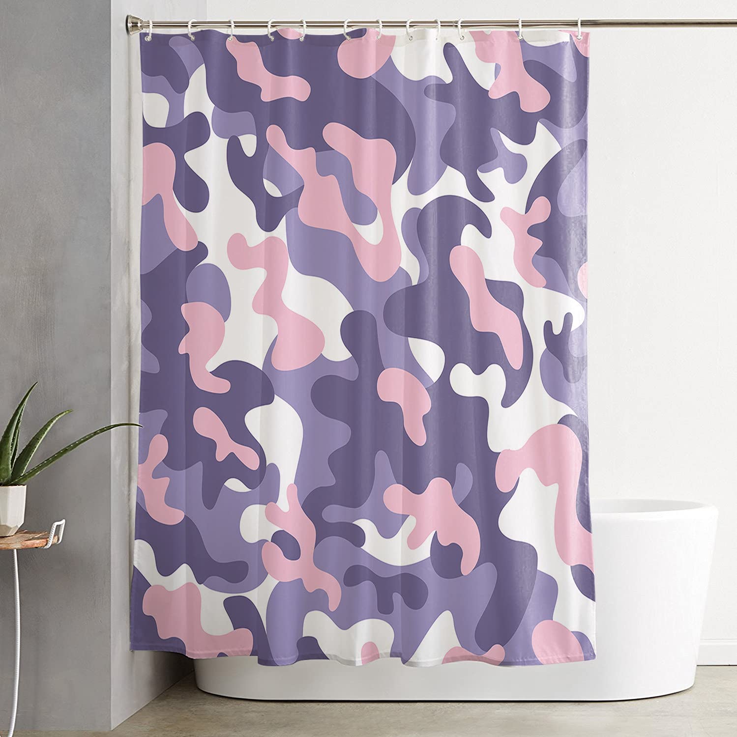 ZFUNCING Modern Purple Gradient Camouflage Waterproof Shower Curtain - 72x78 Inches with Grommets & Hooks - Bathroom Decor for Bathtubs & Toilets - Abstract Mosaic Design for Stylish Home & Hotel Use