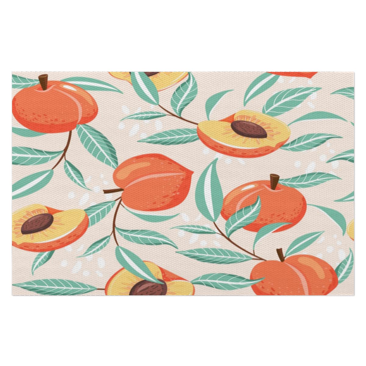 Set of 4 Peach Fruit Square PVC Placemats - Heat & Stain Resistant, Washable Table Mats for Kitchen & Dining Decor | Perfect for Family Meals, Dinner Parties & Home Styling