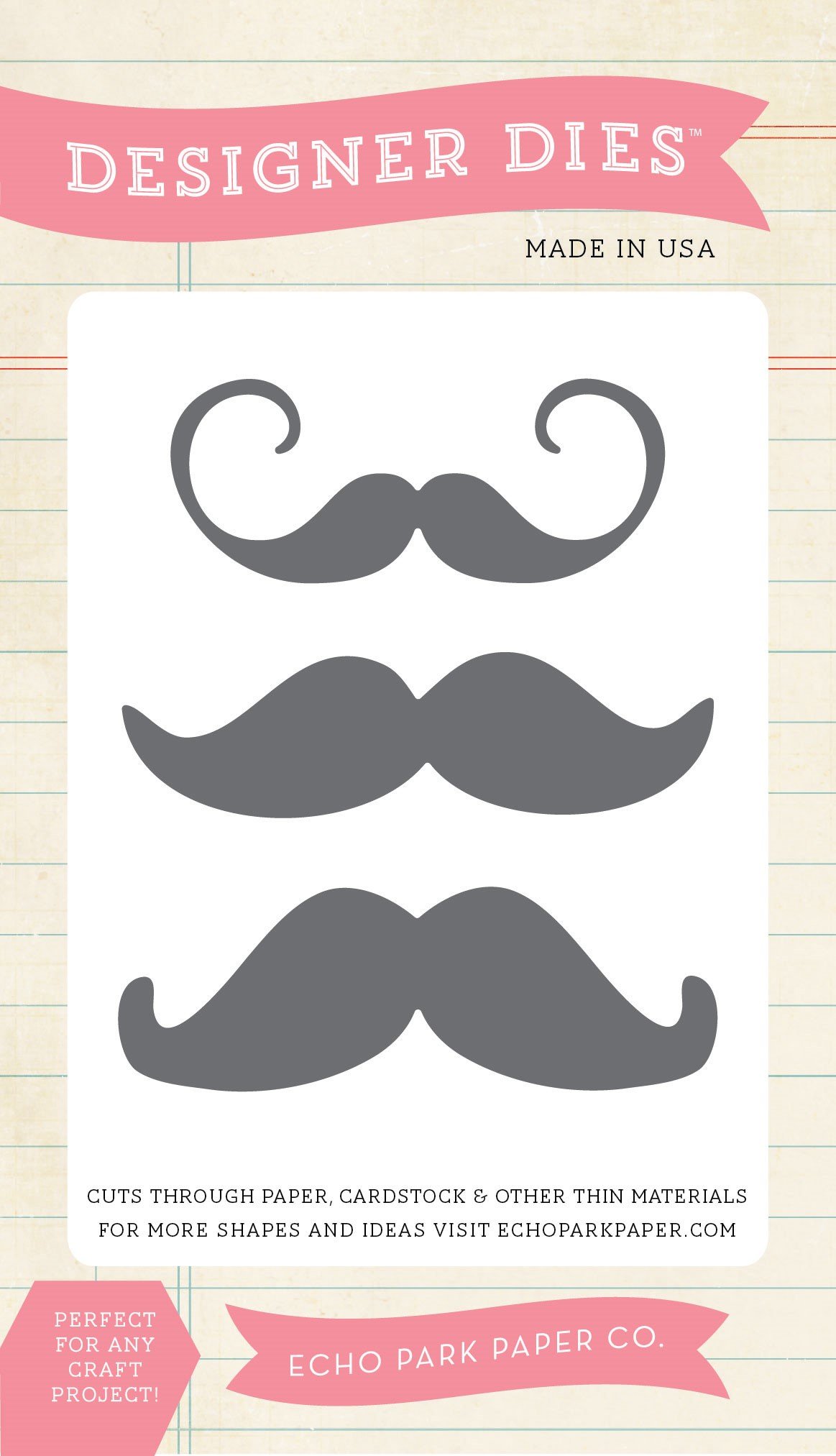 Echo Park Paper Company Mustache Die Set - Scrapbooking, Card Making, DIY Crafts for Men's Gifts & Party Decorations