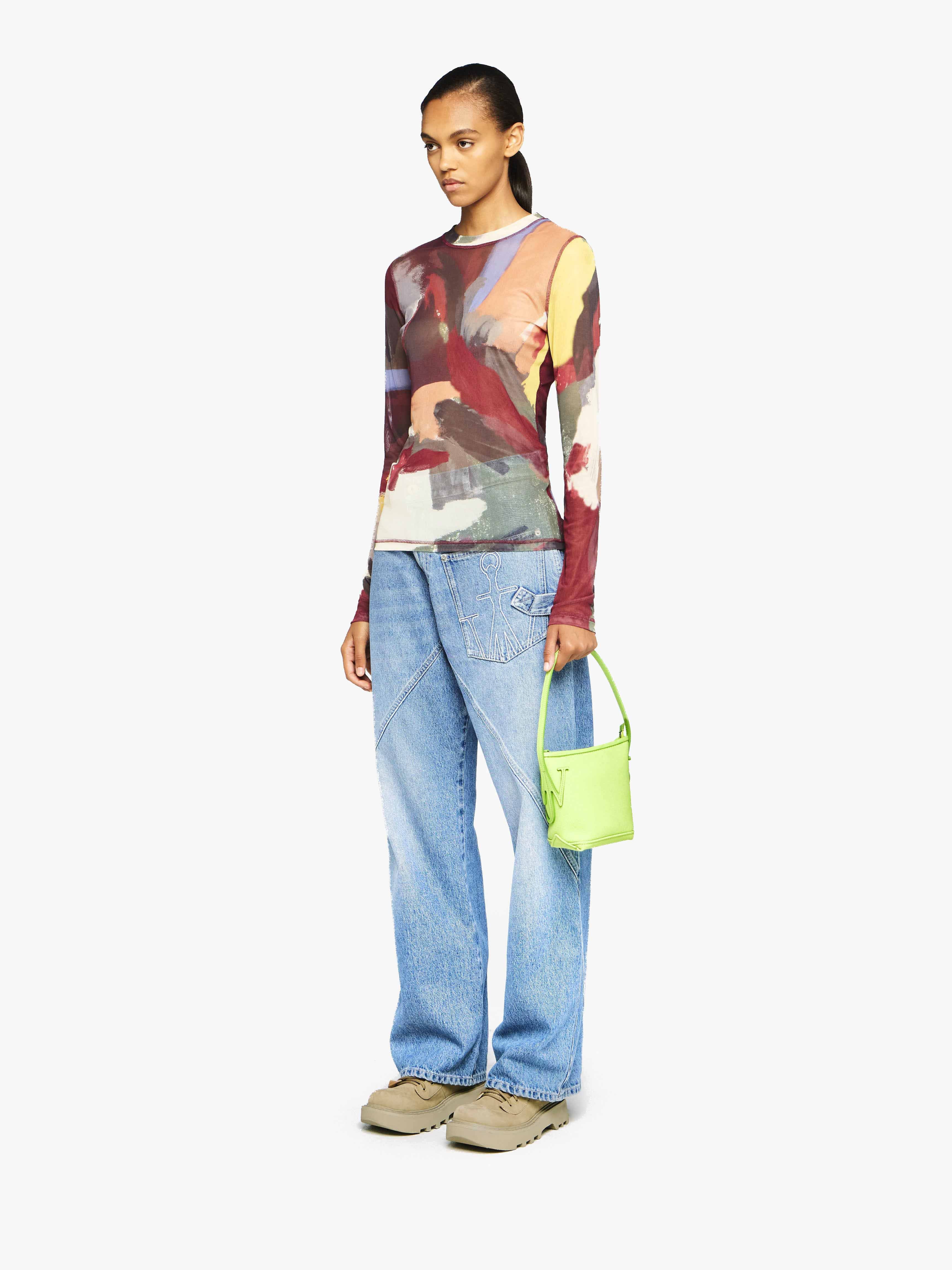 Stylish Abstract Print Sheer Long Sleeve Blouse for Women - Perfect for Office Wear, Evening Outfits & Casual Chic Looks