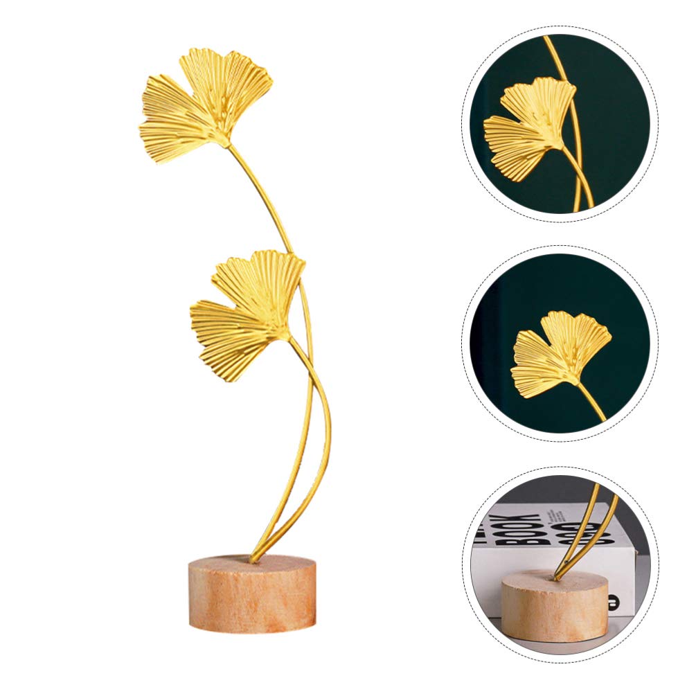 TOYANDONA Large Metal Ginkgo Leaf Sculpture - Handcrafted Abstract Art Figurine for Home & Office Decor, Desktop Ornament, Gift Idea - Perfect for Living Room, Bookshelf, or Wedding Centerpiece