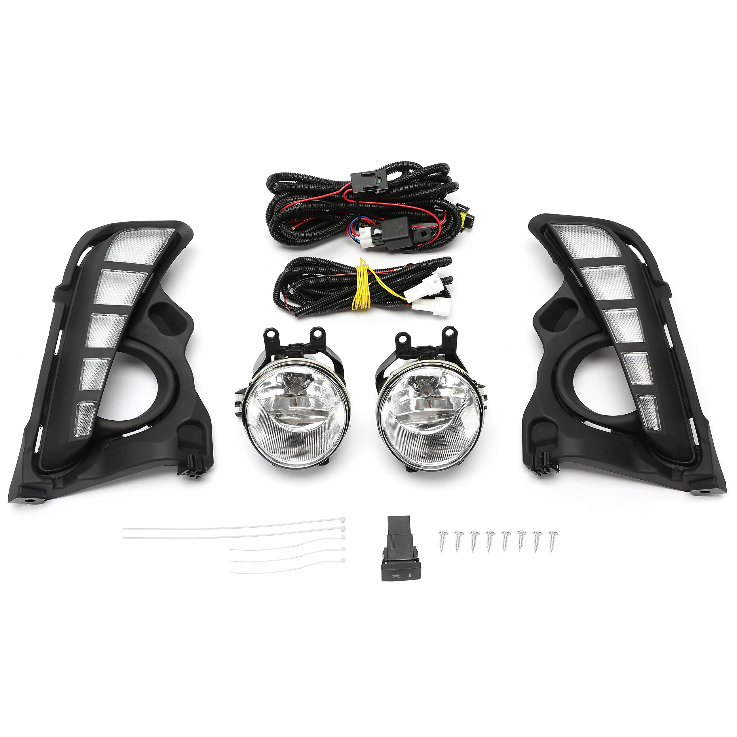 HECASA LED Daytime Running Lights & Fog Lights Kit - Compatible with 2017-2019 Toyota Highlander (Includes Wiring Harness, Turn Signal Lamps) - Upgrade Your Vehicle's Style & Safety for Night Driving and Bad Weather Conditions