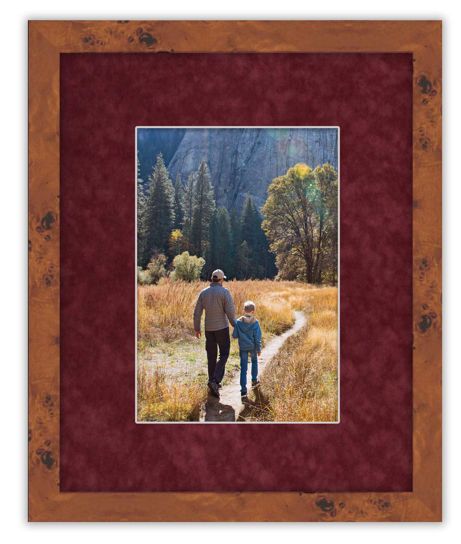24x30 Acid-Free Dark Red Suede Bevel Cut Mat Board for 22x26 Photos - 4-Ply Thickness with Backing Board & Self-Seal Crystal Clear Photo Mat Bag - Perfect for Picture Framing, Art Displays, and Home Decor