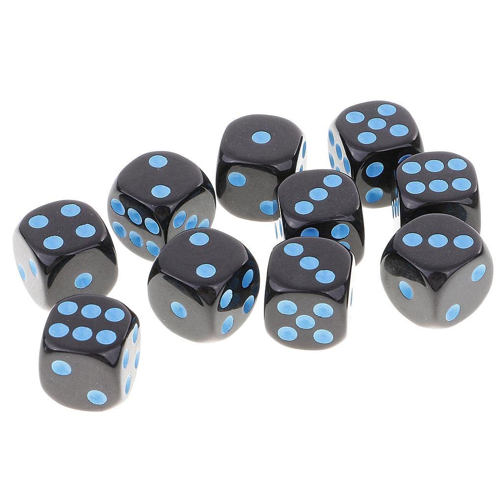 Colcolo 10-Piece Standard Plastic 16-Sided Dice Set for RPG Board Games & Tabletop Gaming - Blue & Black 16mm Dice - Perfect for Dungeons & Dragons, MTG, Warhammer and Game Night Accessories