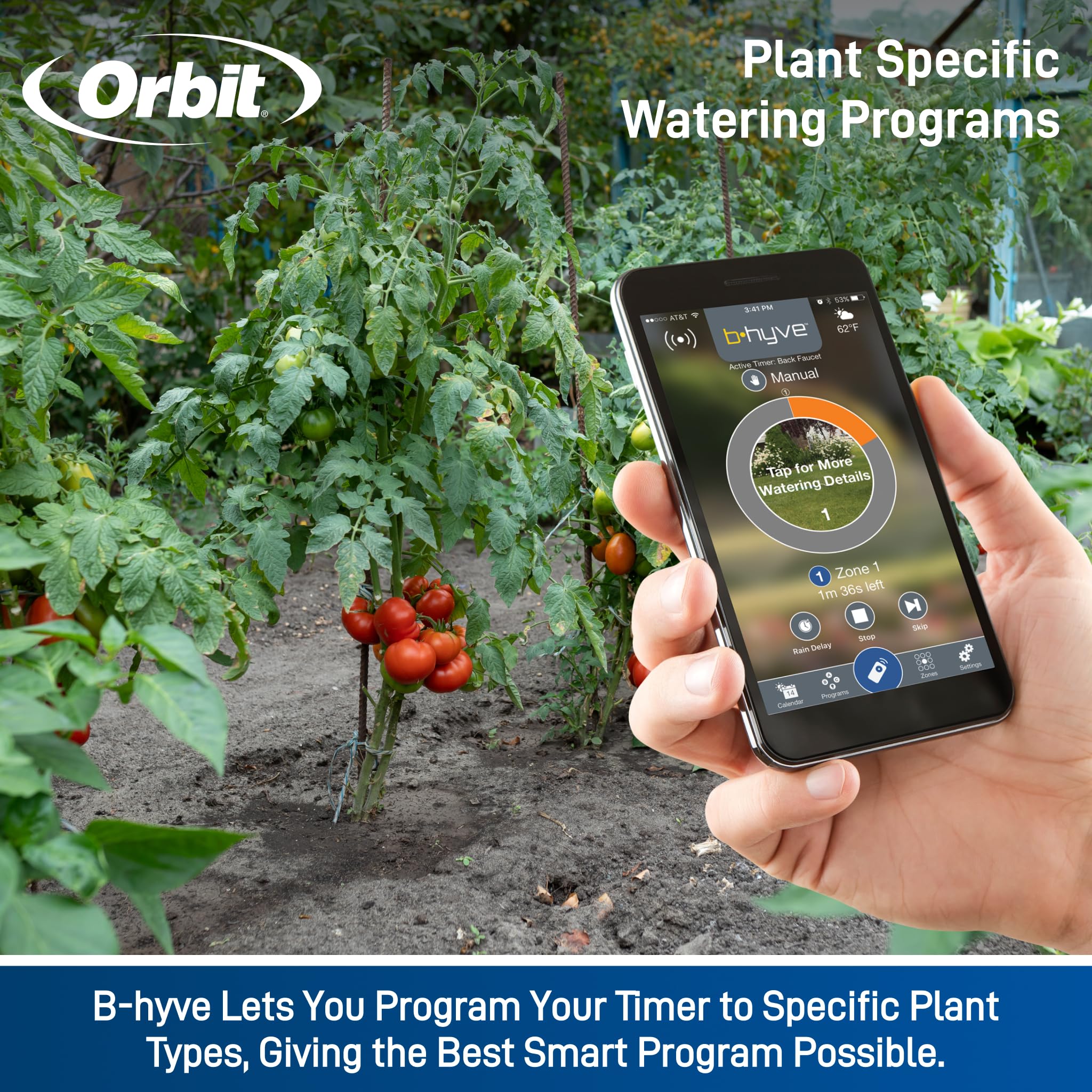 Orbit 90204Z B-hyve Gen 2 Smart Wi-Fi Hose Watering Timer with Hub - Automatic Sprinkler Controller for Lawn, Garden & Outdoor Plants