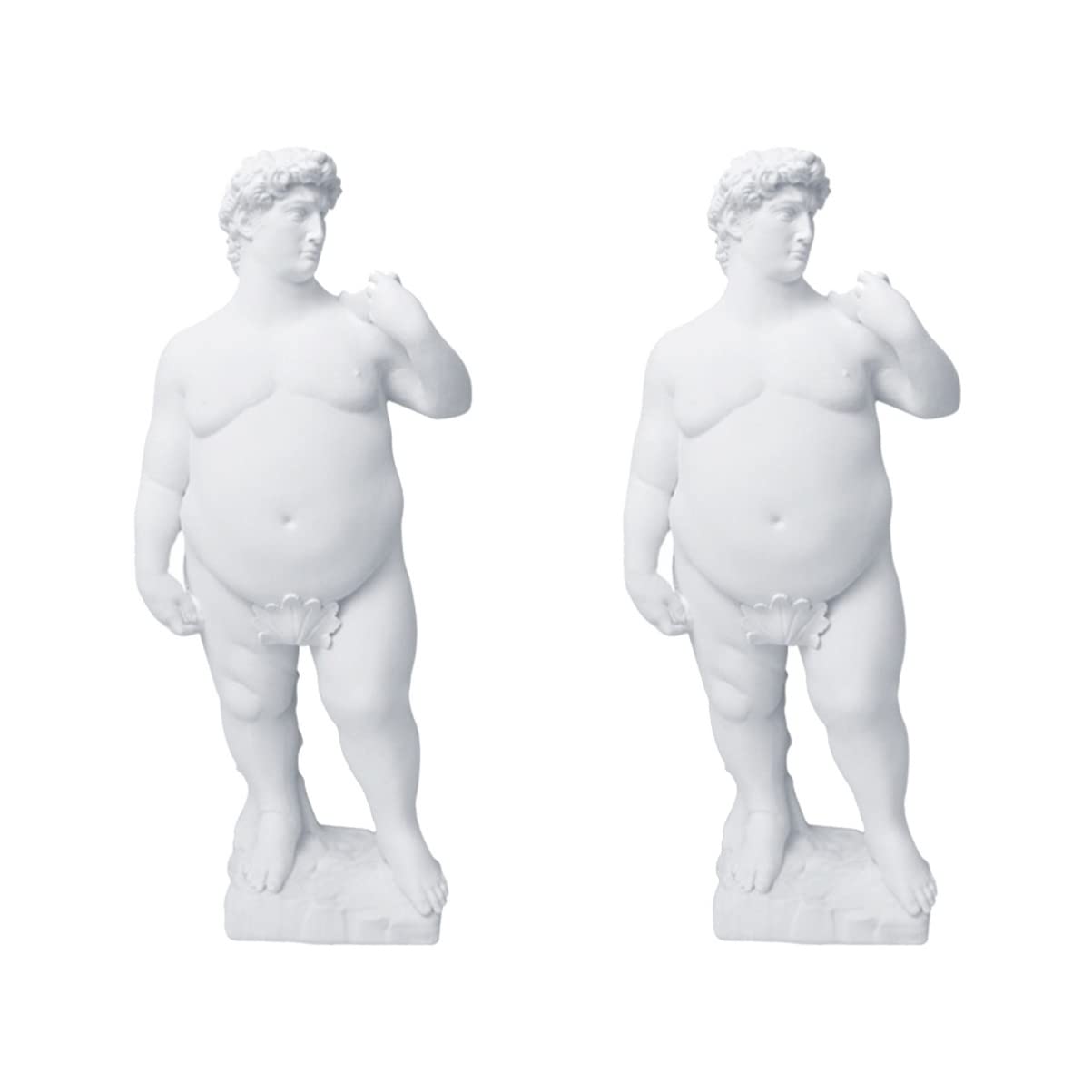 Michelangelo's David Statue - 2 Pack Greek Sculpture, Resin Art Masterpiece for Home Decor, Office Display & Gift Giving