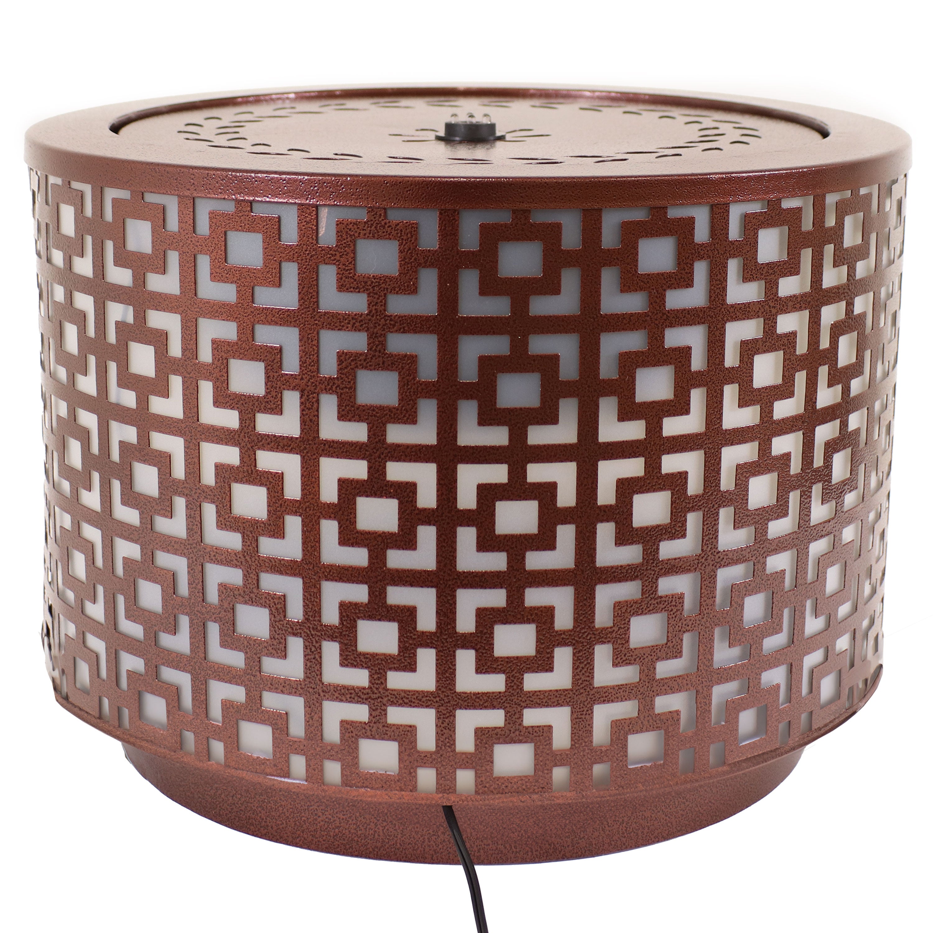 Sunnydaze Repeating Squares Cylinder Iron Outdoor Water Fountain - 14.25 Inch Tall Garden Decor for Patio, Yard, and Landscape | Relaxing Water Feature for Outdoor Spaces