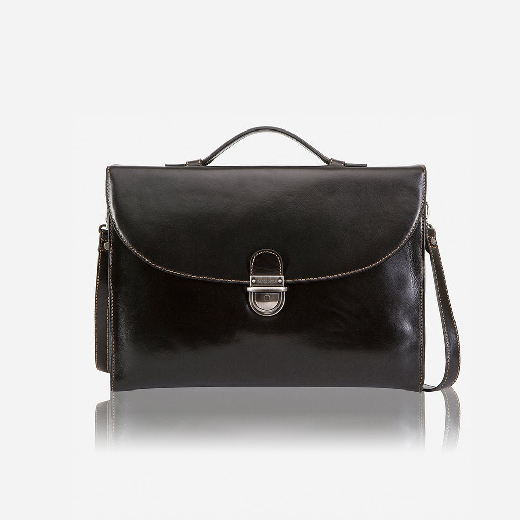 Jekyll & Hide Oxford Extra Slim Business Briefcase for Men - Professional Black Leather Laptop Bag - Perfect for Office, Work, Travel & Business Meetings