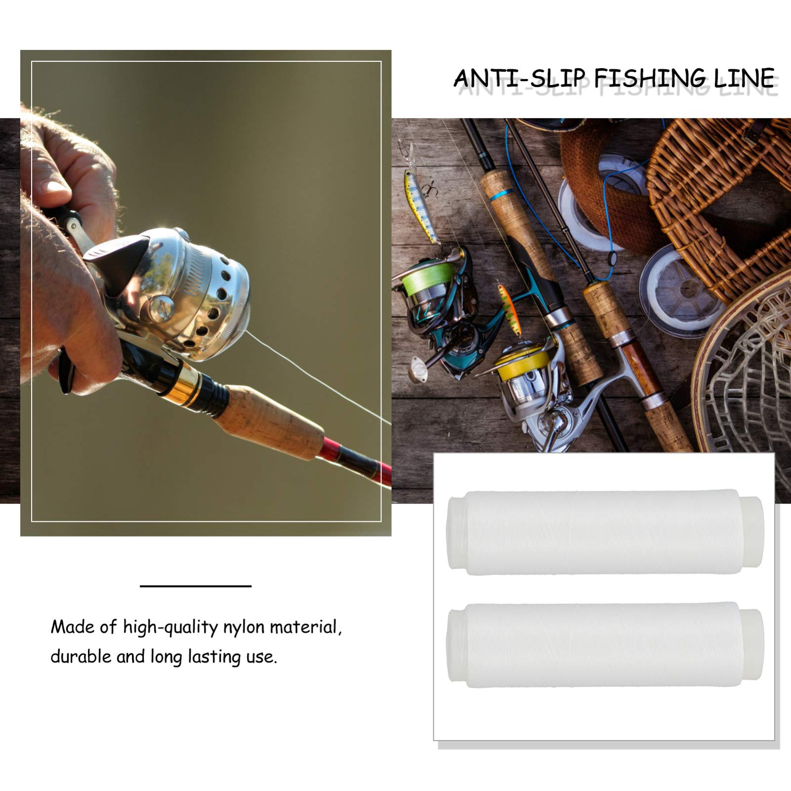 BESPORTBLE 2 Rolls High Elastic Fishing Line - Professional Wear-Resistant Nylon Fishing Ropes for Saltwater & Freshwater Fishing - Perfect for Deep Sea, Lake, and River Angling