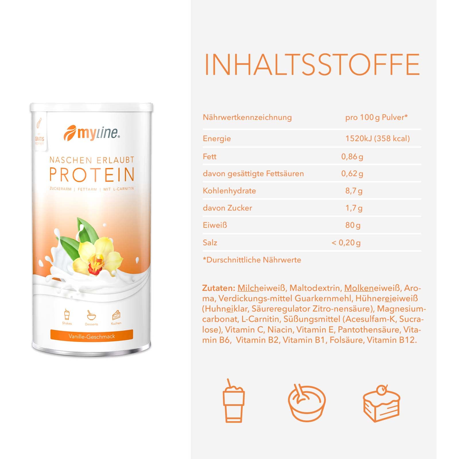 Myline Vanilla Protein Powder - Premium Whey Protein for Muscle Recovery & Weight Loss | Ideal for Post-Workout, Breakfast Smoothies & Healthy Snacks