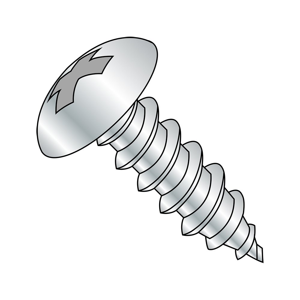 Small Parts 0608ABPT Zinc Plated Steel Sheet Metal Screw, Truss Head Phillips Drive Type AB #6-20 Thread, 1/2