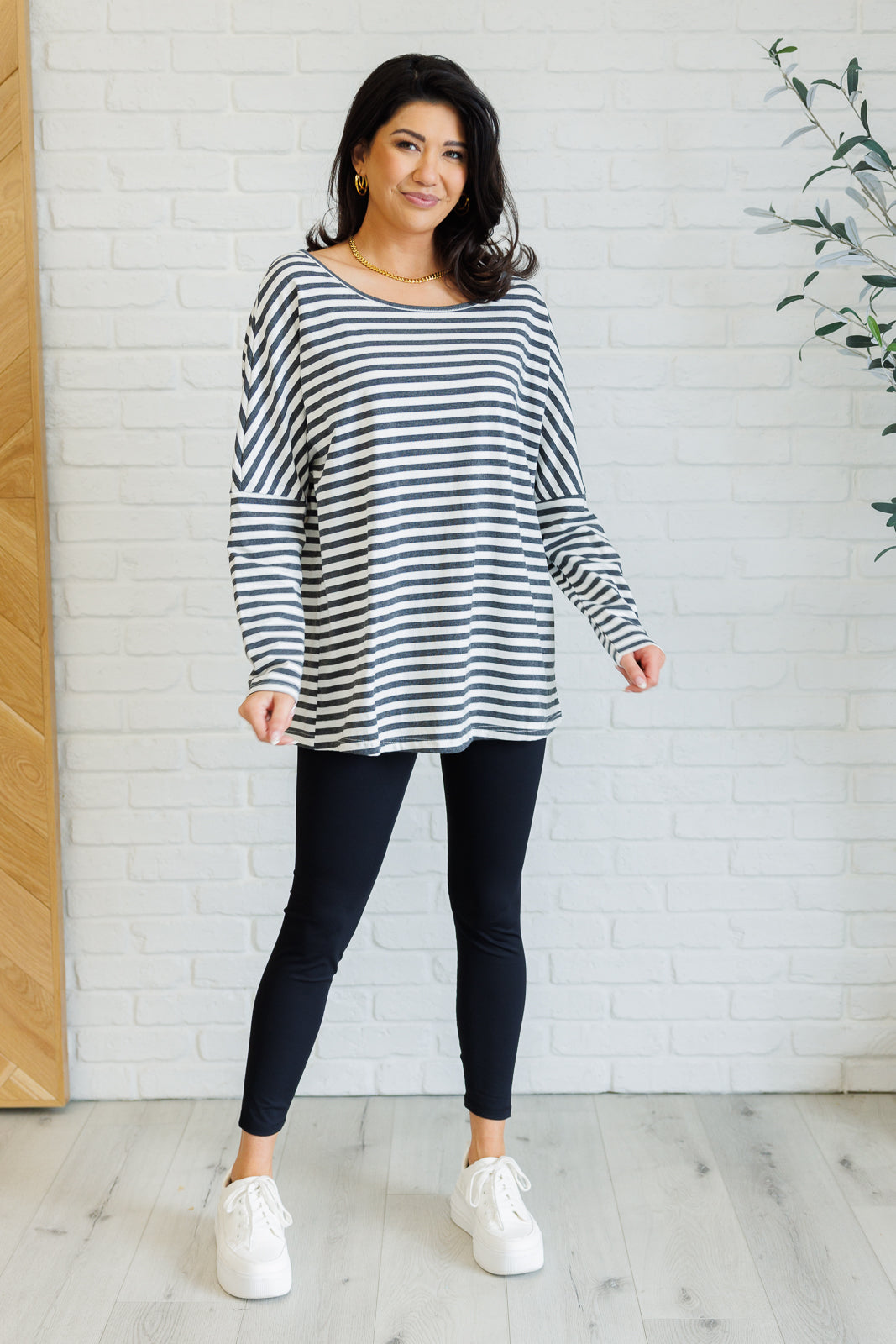 Obviously Mine Striped Oversized Top - Women's Fashion Loose Fit Long Sleeve Shirt for Casual Wear, Work & Weekend Outfits