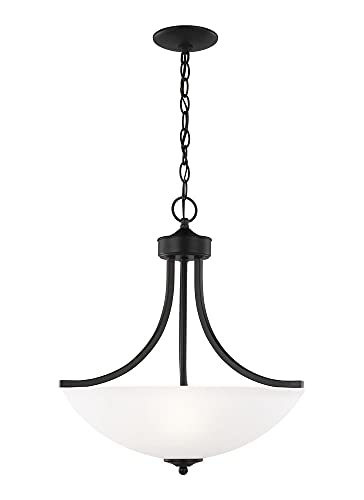 Generation Lighting 6616503EN3-112 Geary Modern 3-Light Pendant Fixture in Midnight Black - Perfect for Kitchen Island, Dining Room, and Entryway Lighting