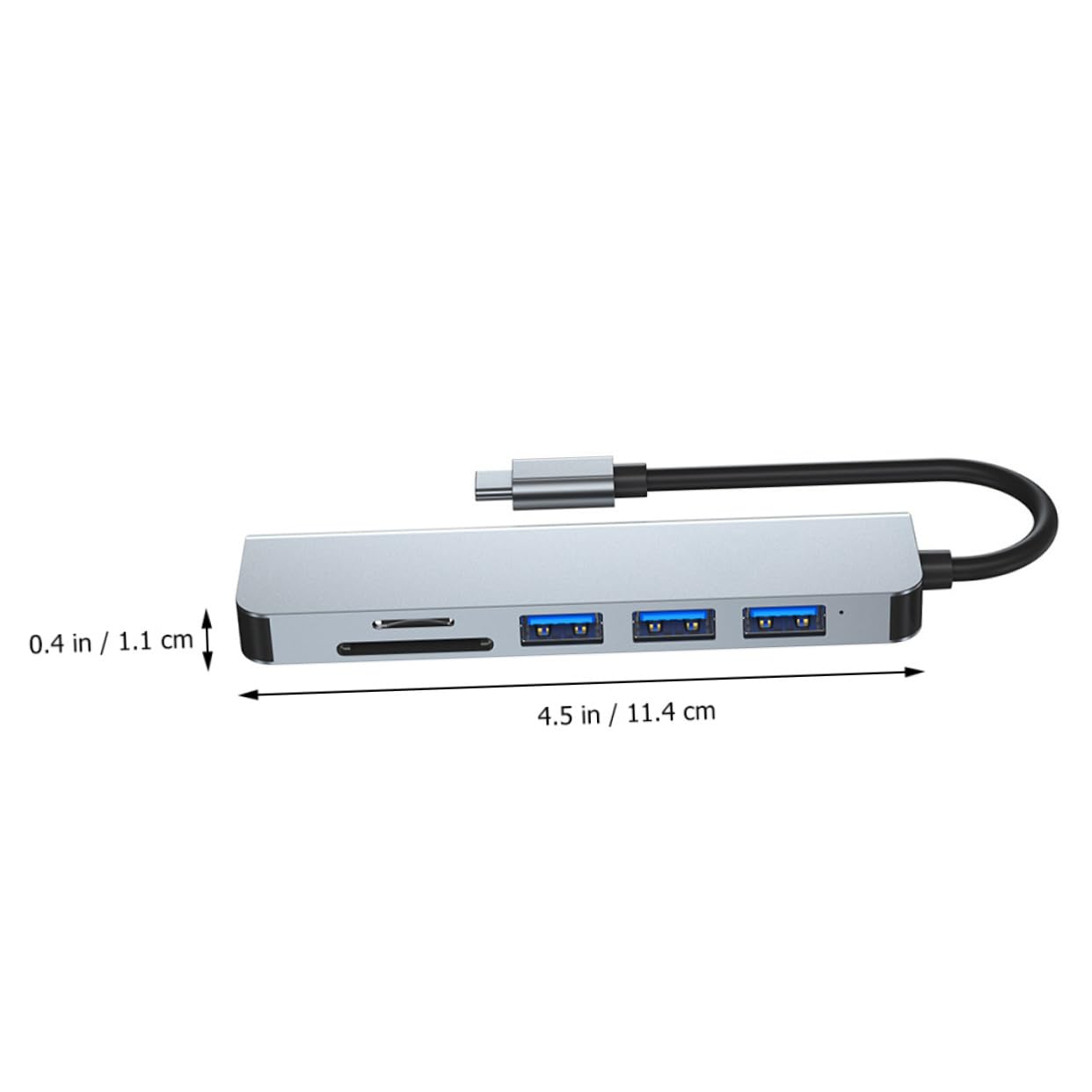 OSALADI 6-in-1 USB C Hub with Card Reader - Aluminum USB 3.0 Splitter for Laptop Charging & Data Transfer