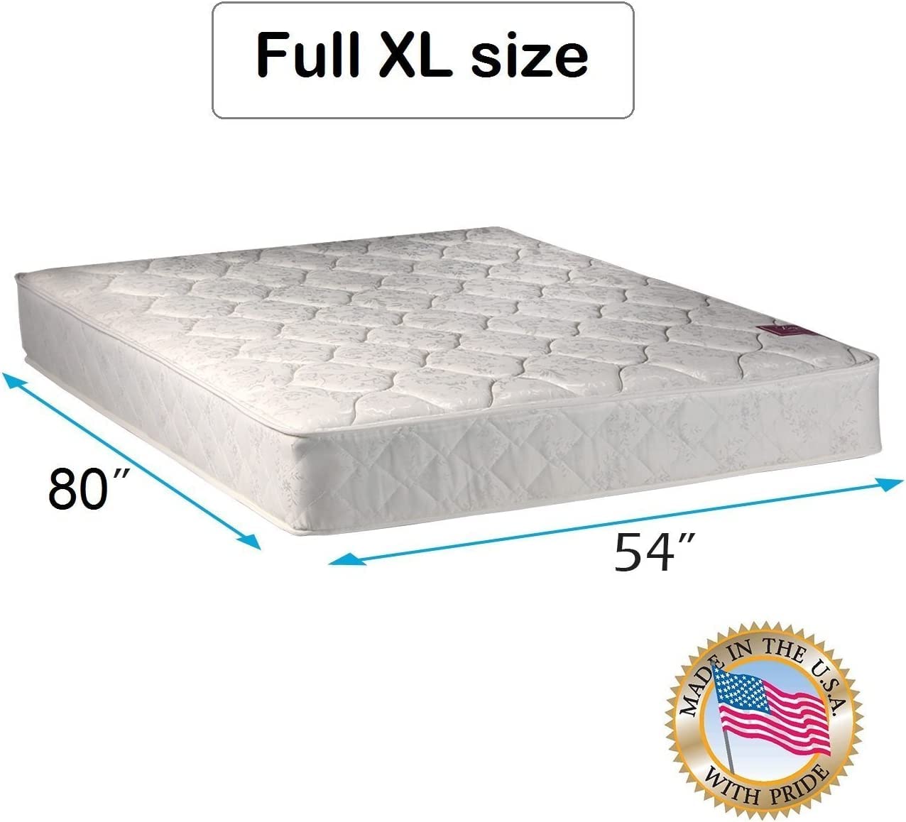 Dream Solutions USA Medium Firm Innerspring Full XL Mattress with Mattress Cover Protector - Orthopedic Support for Spine Alignment & Lasting Comfort | Perfect for Guest Rooms, Dormitories & Home Use