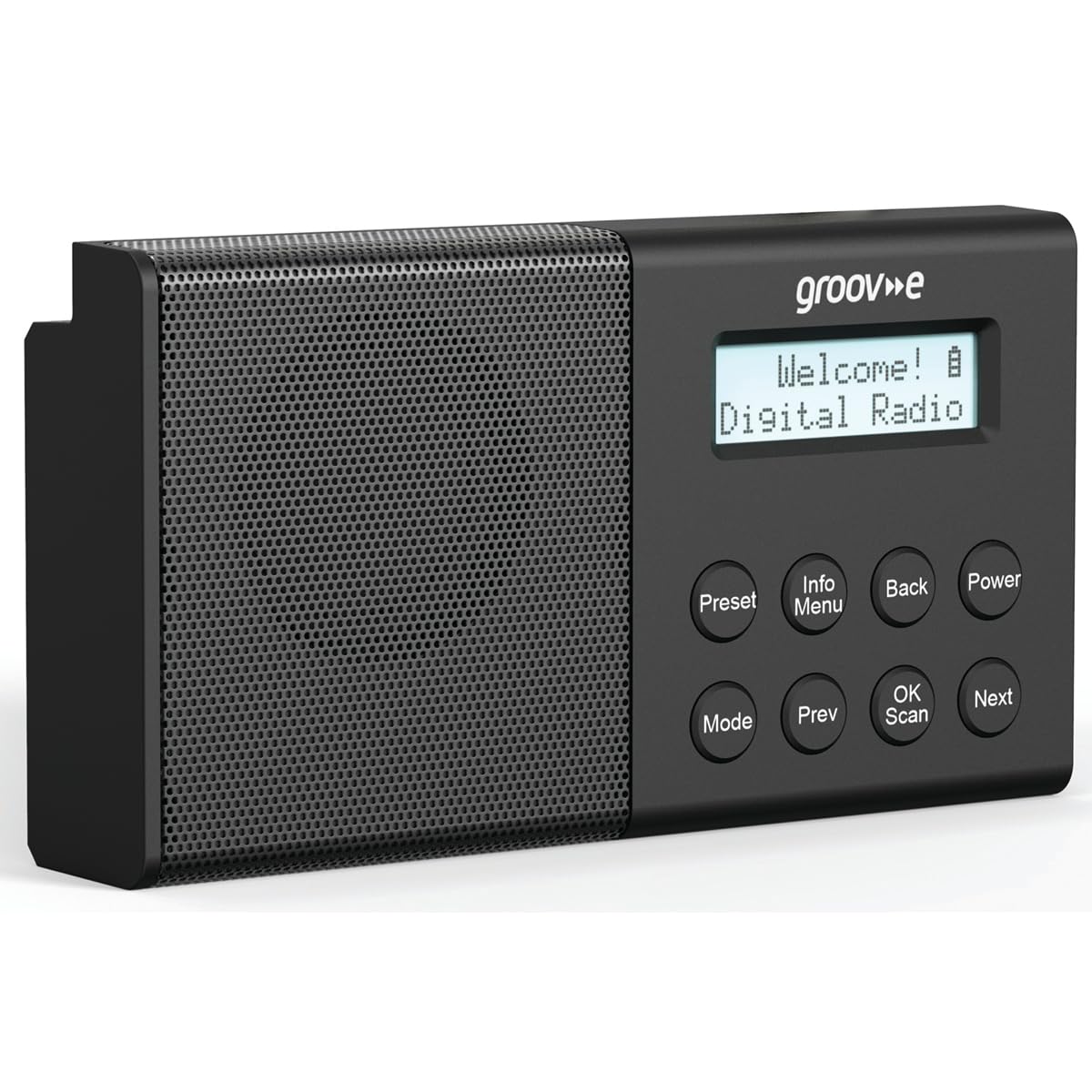 Groov-e Geneva Rechargeable DAB & FM Digital Radio with Bluetooth - Portable Alarm Clock Radio with LCD Display, 80 Preset Stations - USB/Battery Powered - Black - Perfect for Home, Office, Travel & Outdoor Use