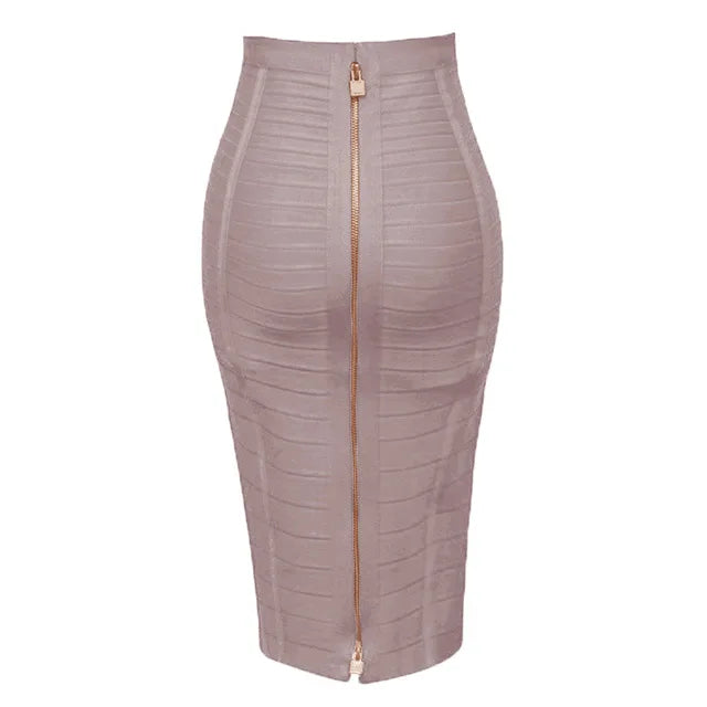 Stylish Black Red Blue Orange Zipper Bodycon Rayon Bandage Skirt for Women | Sexy Pencil Skirt for Day, Night, Party & Club Outfits | Perfect for Date Nights, Clubbing & Special Occasions