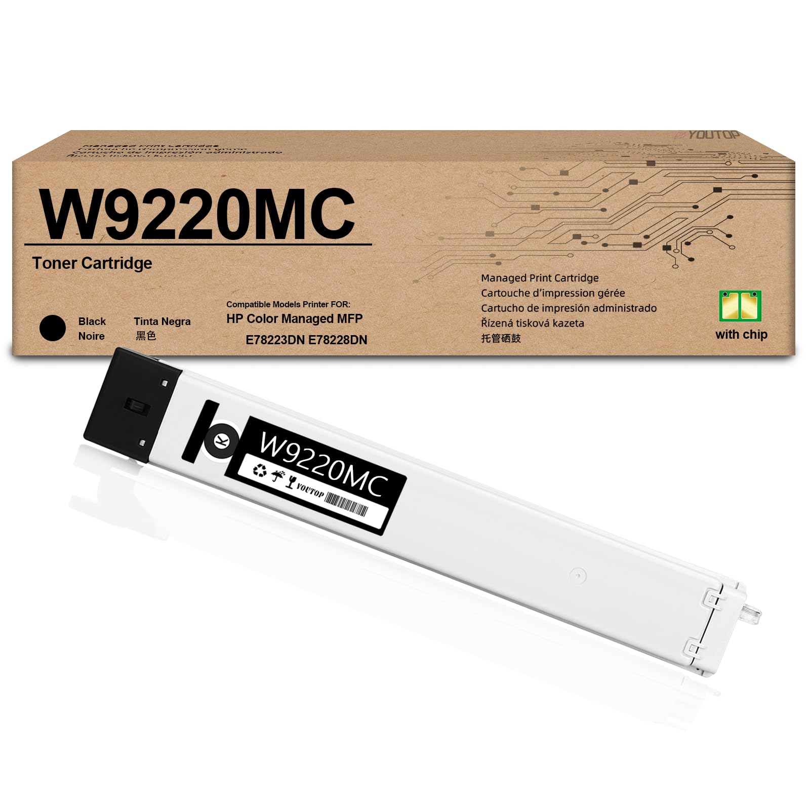 1PK W9220MC Black Toner Cartridge - Compatible with HP Color Managed MFP E78223DN & E78228DN Printers | High-Yield Replacement | Office & Home Printing Solutions
