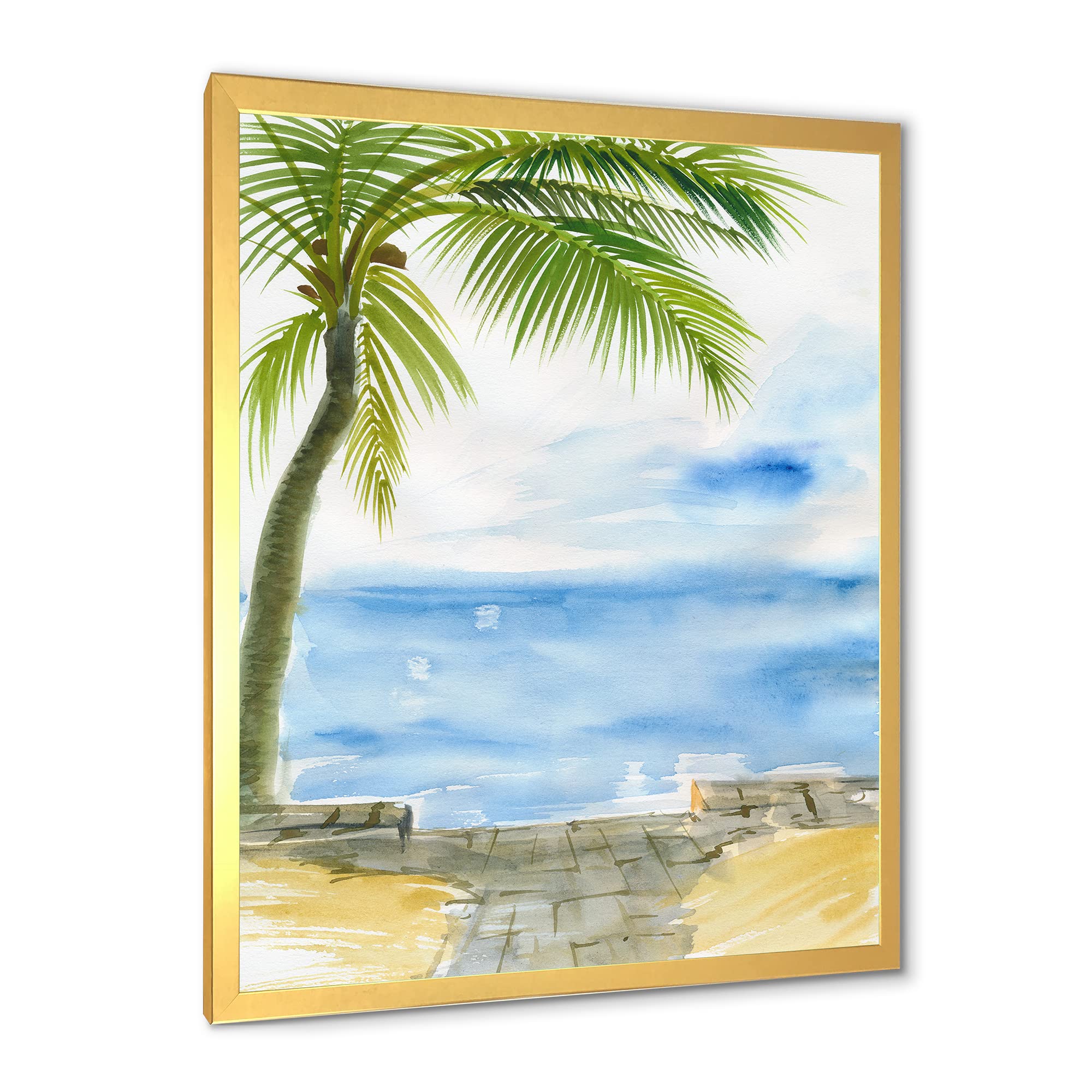 Palm Beach Resort At Dawn II Nautical & Coastal Framed Wall Art - Beach House Decor, Ocean Themed Living Room Painting, Perfect for Coastal Home & Vacation Rental Decor