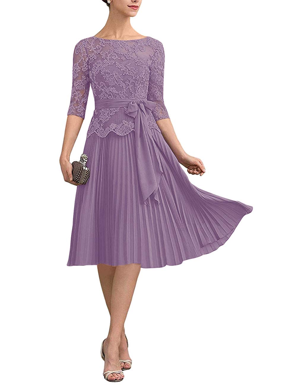 Elegant Short Sleeve Lace Applique Mother of The Bride Dress - Perfect for Weddings, Proms & Special Occasions