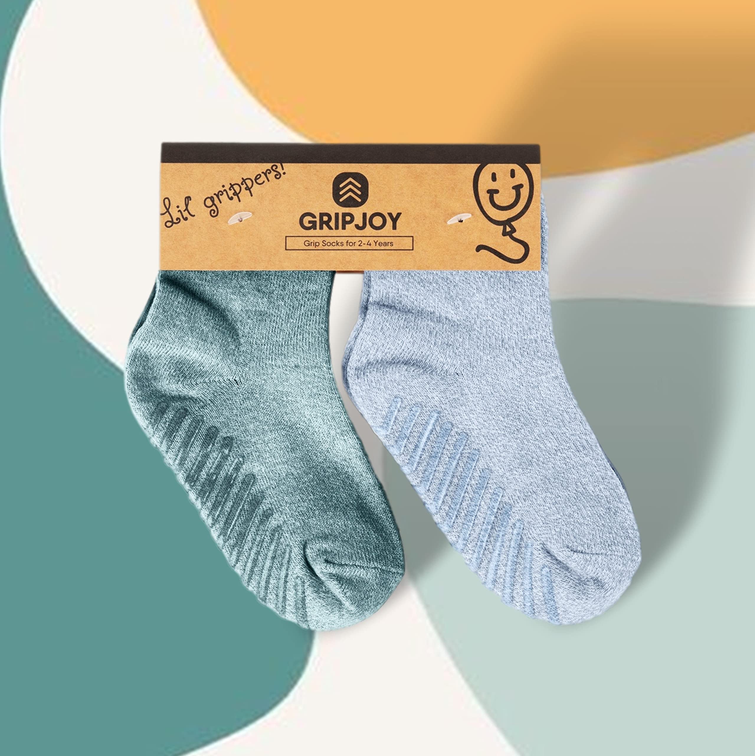 Gripjoy Non-Slip Toddler Socks with Grippers - 4 Pairs Anti-Skid Baby Socks for Boys & Girls - Perfect for Playtime, Daycare & Learning to Walk