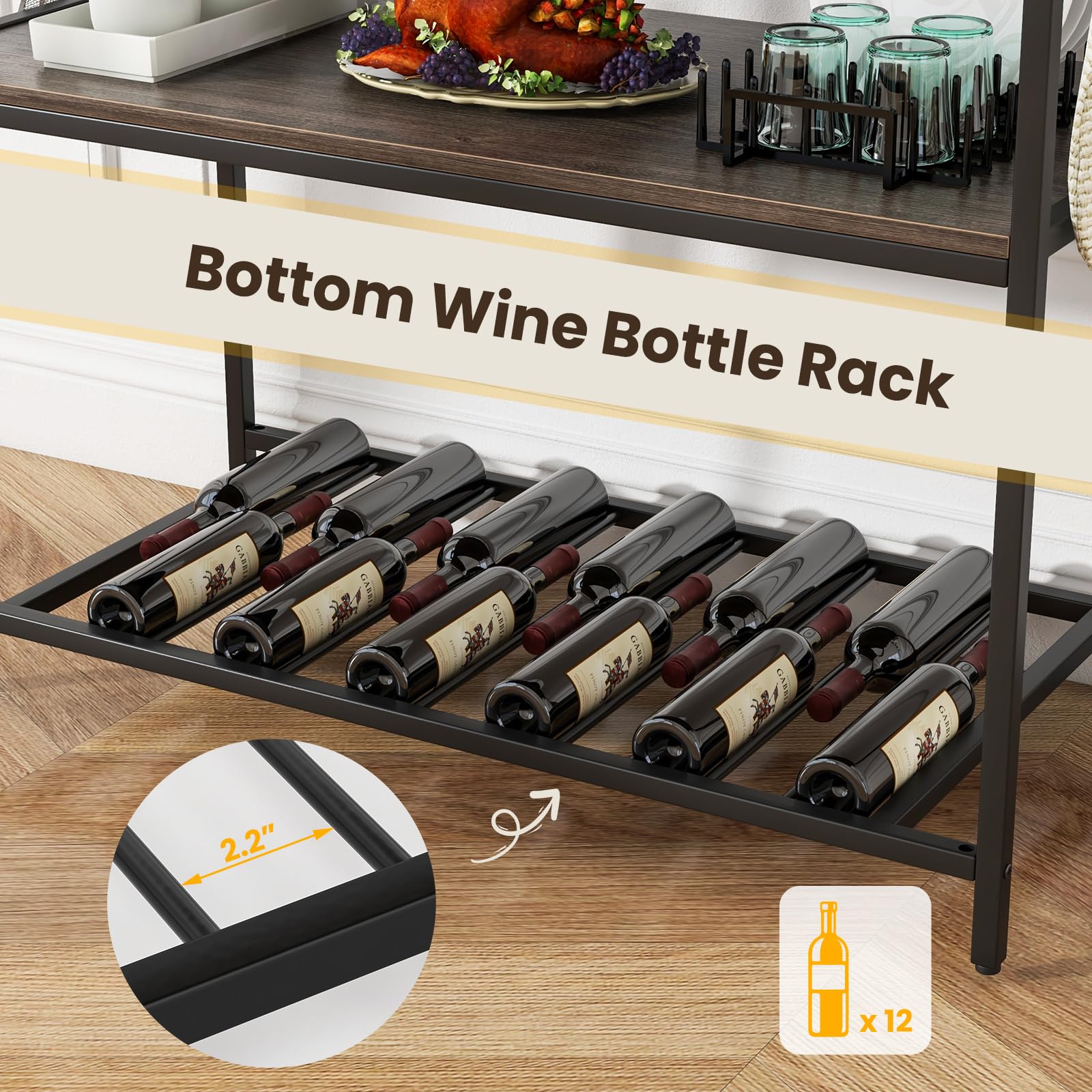 Giantex 48 Inch Kitchen Island with 3-Tier Storage Shelves | Industrial Baker Rack with Spacious Worktop | Sturdy Metal Frame Kitchen Cart | Easy Assembly (Gray & Black) | Perfect for Small Kitchens, Home Bakeries & Food Prep Stations